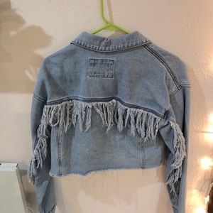 Cropped Fringe Jean Jacket